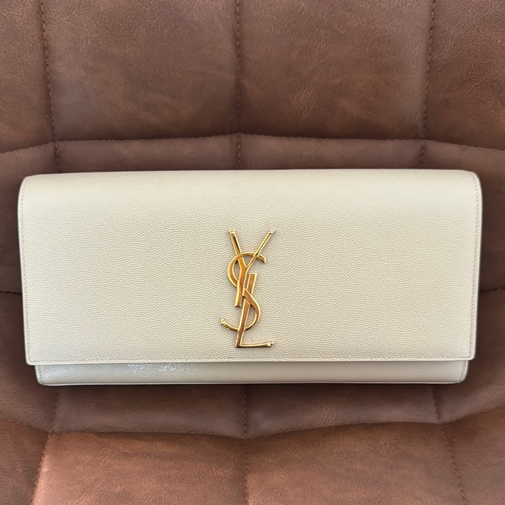 Yves Saint Laurent Kate Clutch Bag - Cream/Gold